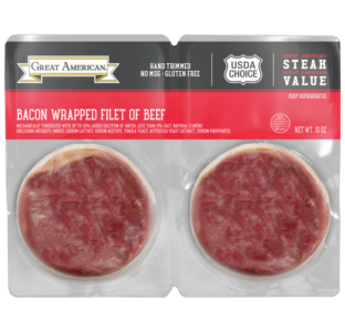 Bacon Wrapped Filet of Beef Steaks